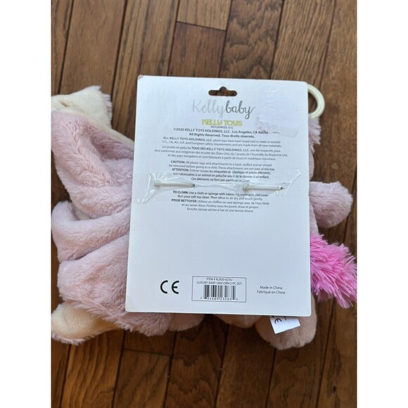 KELLY BABY 2PC TOY & SECURITY BLANKET SET PINK UNICORN PLUSH TOY & LOVEY NWT - Picture 9 of 10